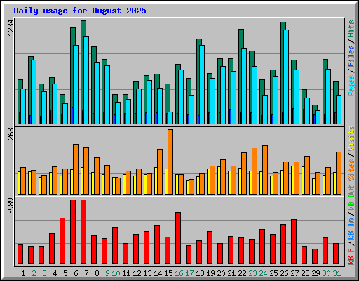 Daily usage for August 2025